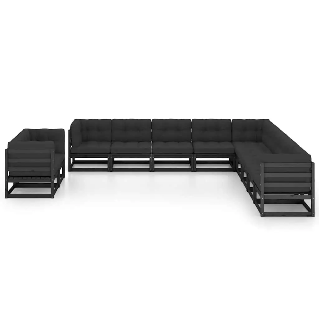 Solid Pinewood 11 Piece Garden Lounge Set with Cushions