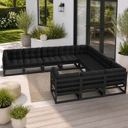 Outdoor Lounge Set with Cushions - 10 Piece Pinewood