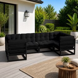 Premium 6 Piece Garden Lounge Set in Black Pinewood