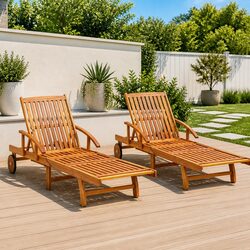 Solid Wood Acacia Sun Loungers 2 pcs for Outdoor Relaxation