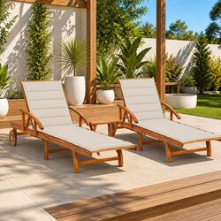 Premium Outdoor Sun Loungers Set with Table & Cushions