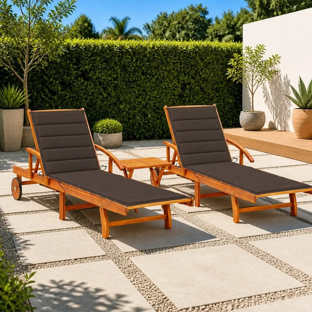 Sun Lounger Set with Cushions and Table