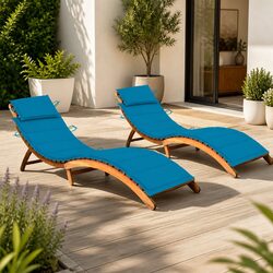 Comfortable Acacia Wood Sun Loungers with Cushions