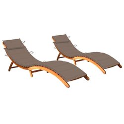 Durable Wooden Sun Loungers with Cushions for Outdoors