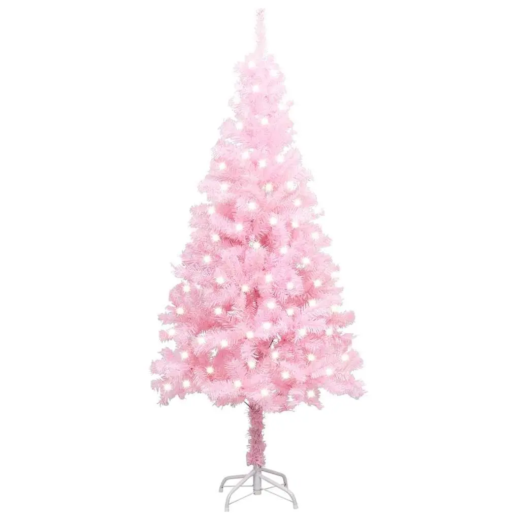 Artificial Christmas Tree PVC 120cm Pink with LED Lights