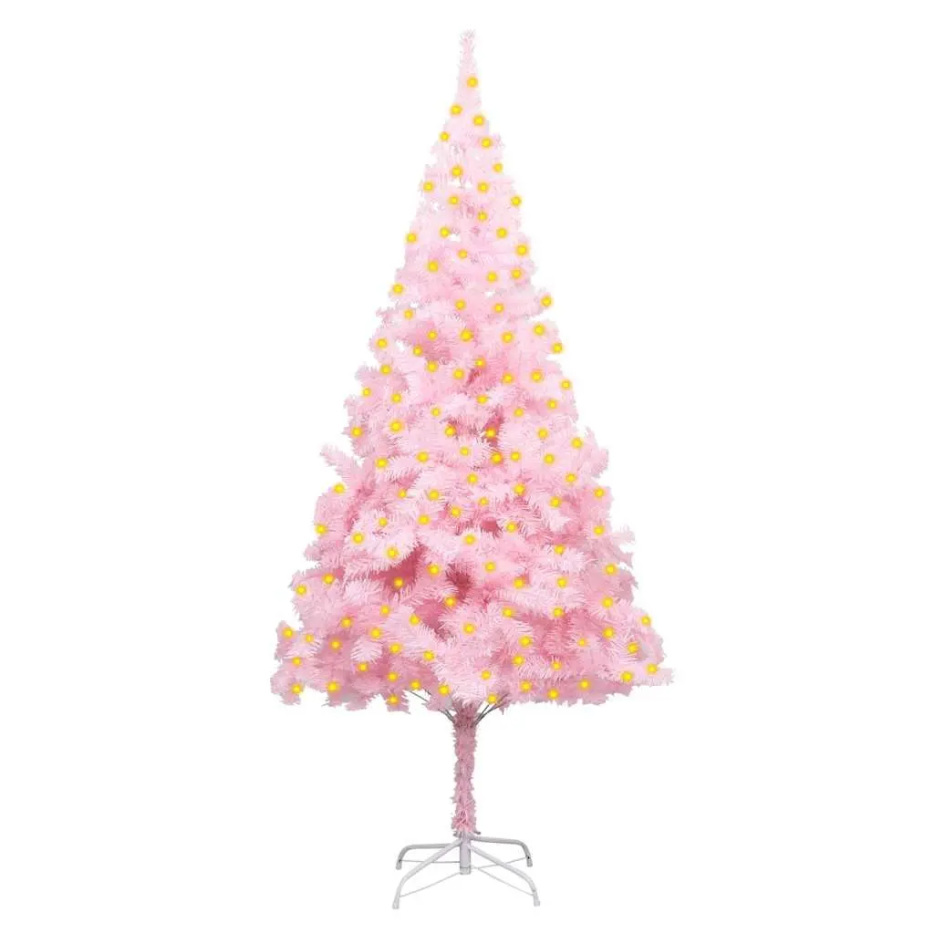 210cm Pink Pre-lit Artificial Christmas Tree for Indoor Use