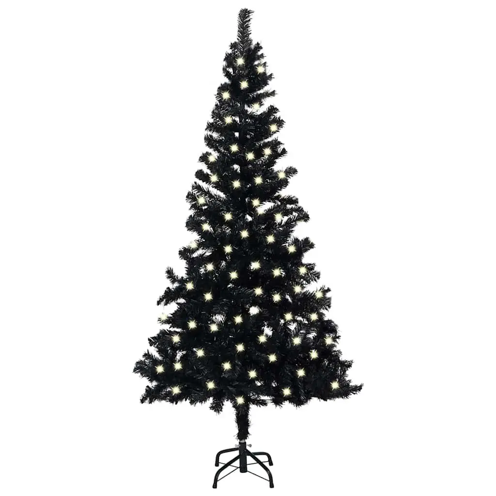 Black Pre-lit Christmas Tree with Sturdy Stand 120cm