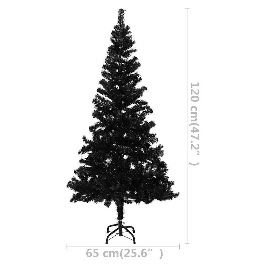 Black Pre-lit Christmas Tree with Sturdy Stand 120cm