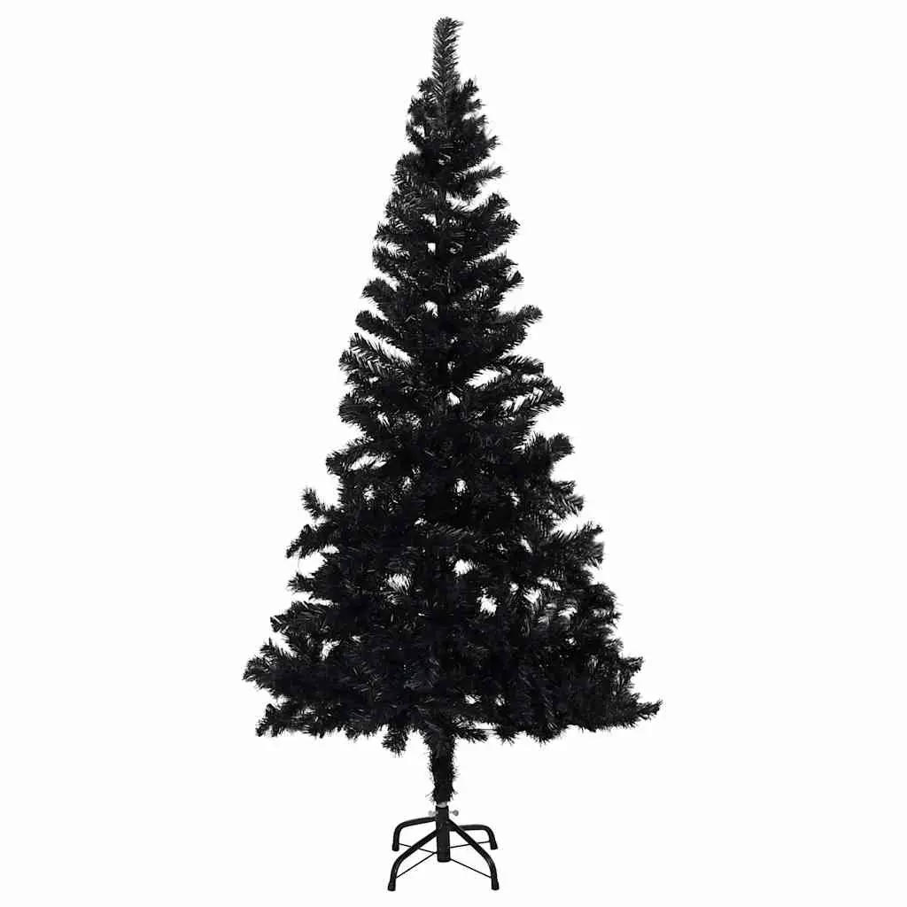 Artificial Christmas Tree PVC 150cm Black with Pre-lit LED Lights