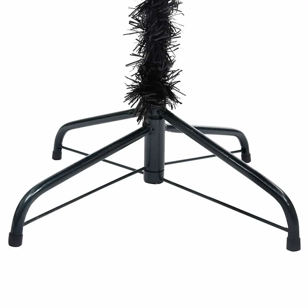 Artificial Christmas Tree PVC 150cm Black with Pre-lit LED Lights