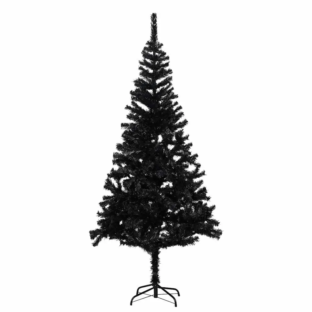 Artificial Christmas Tree PVC 180cm Black Pre-lit with Stand