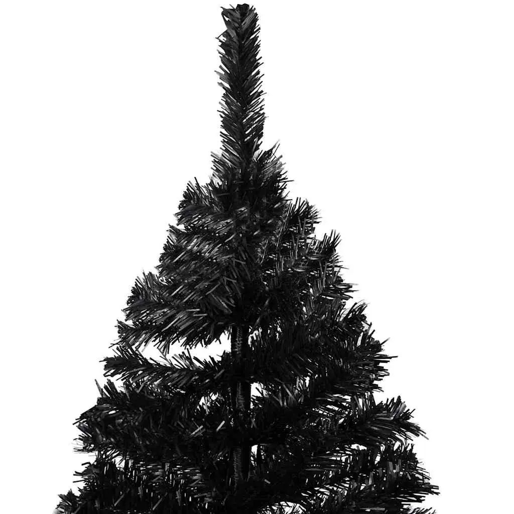 Artificial Christmas Tree PVC 180cm Black Pre-lit with Stand