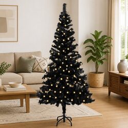 Impressive Black Pre-lit Christmas Tree with Stand 240 cm