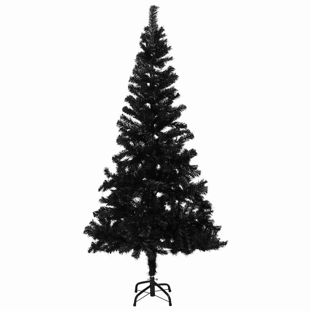 Black Artificial Pre-lit Christmas Tree with Stand 240 cm PVC Holiday Decor