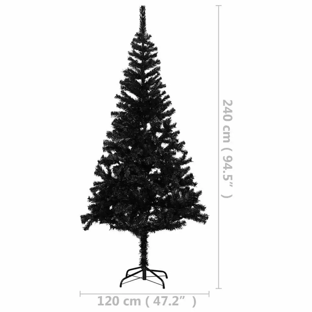 Black Artificial Pre-lit Christmas Tree with Stand 240 cm PVC Holiday Decor
