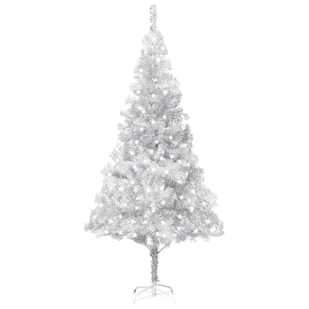 240cm Silver Artificial Pre-lit Christmas Tree with LED