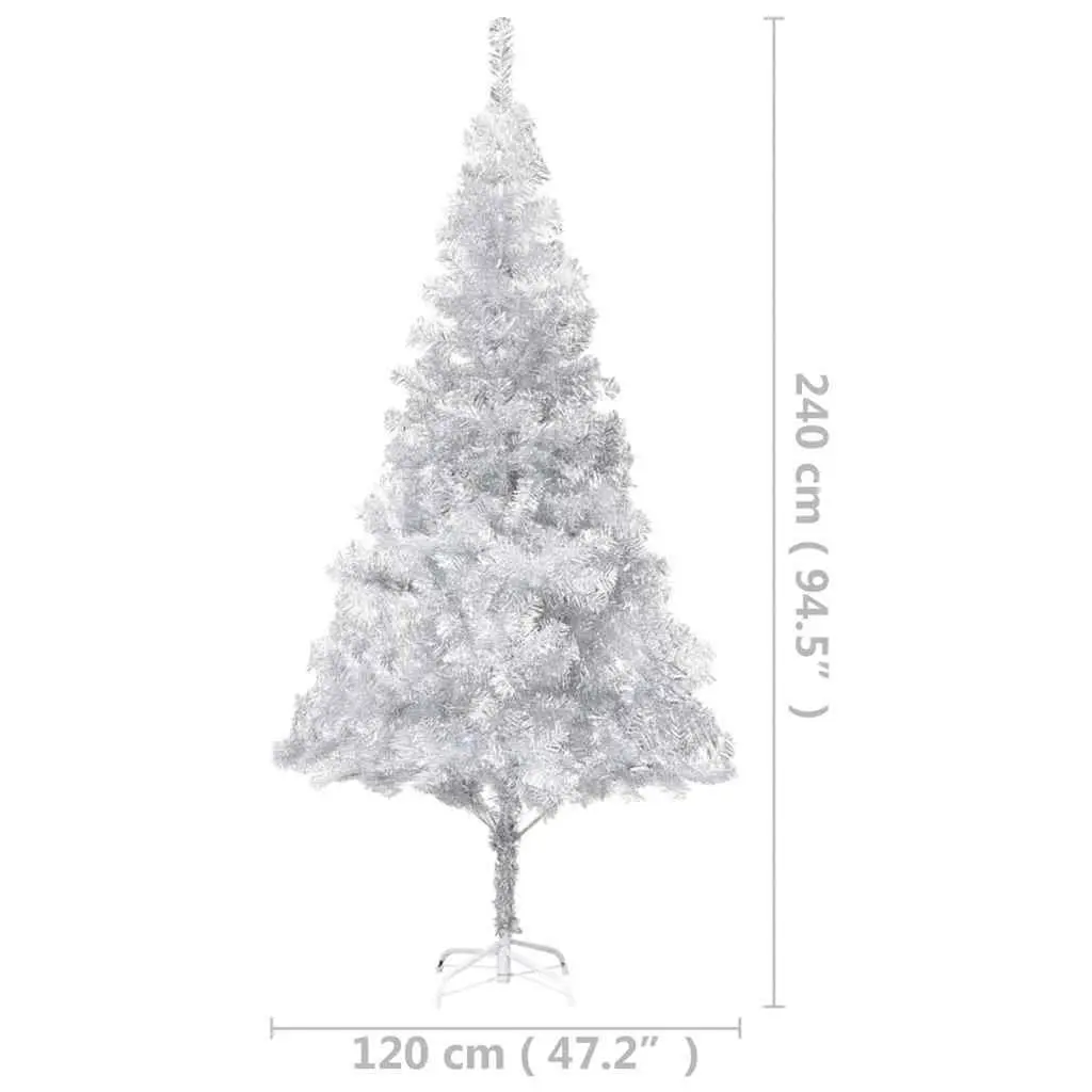 240cm Silver Artificial Pre-lit Christmas Tree with LED