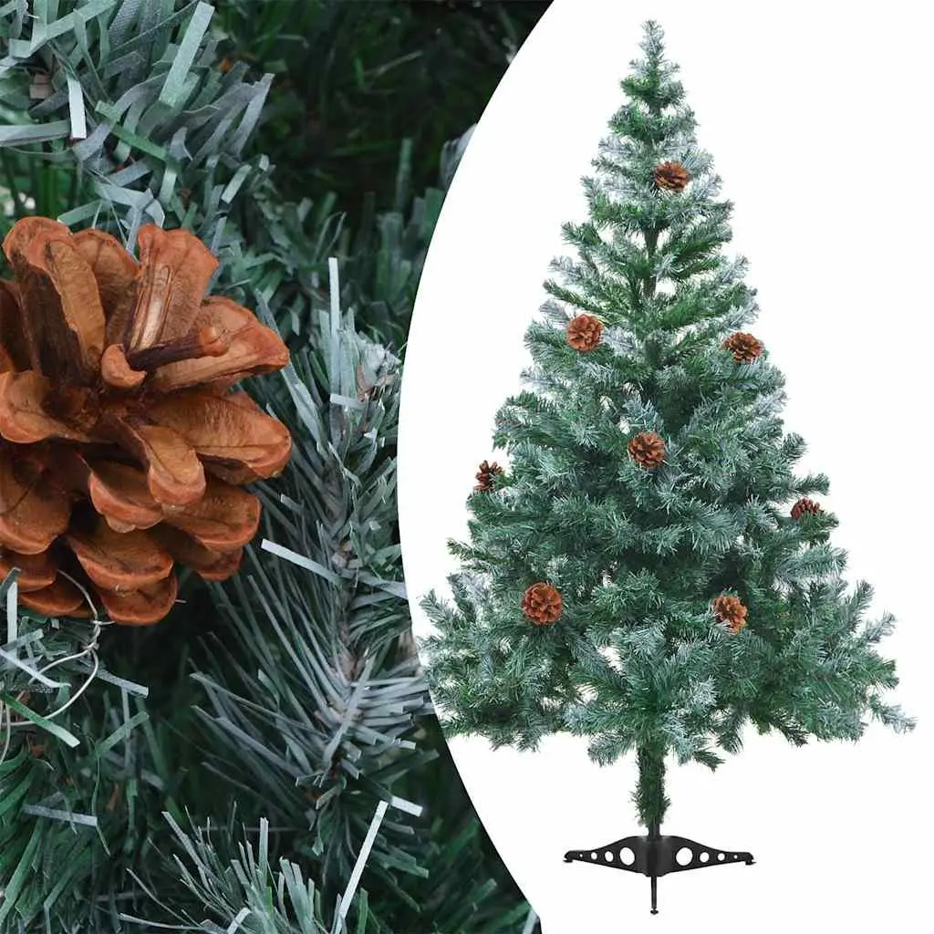 Artificial Christmas Tree 150cm Frosted Green Pre-lit LED Lights Pinecones