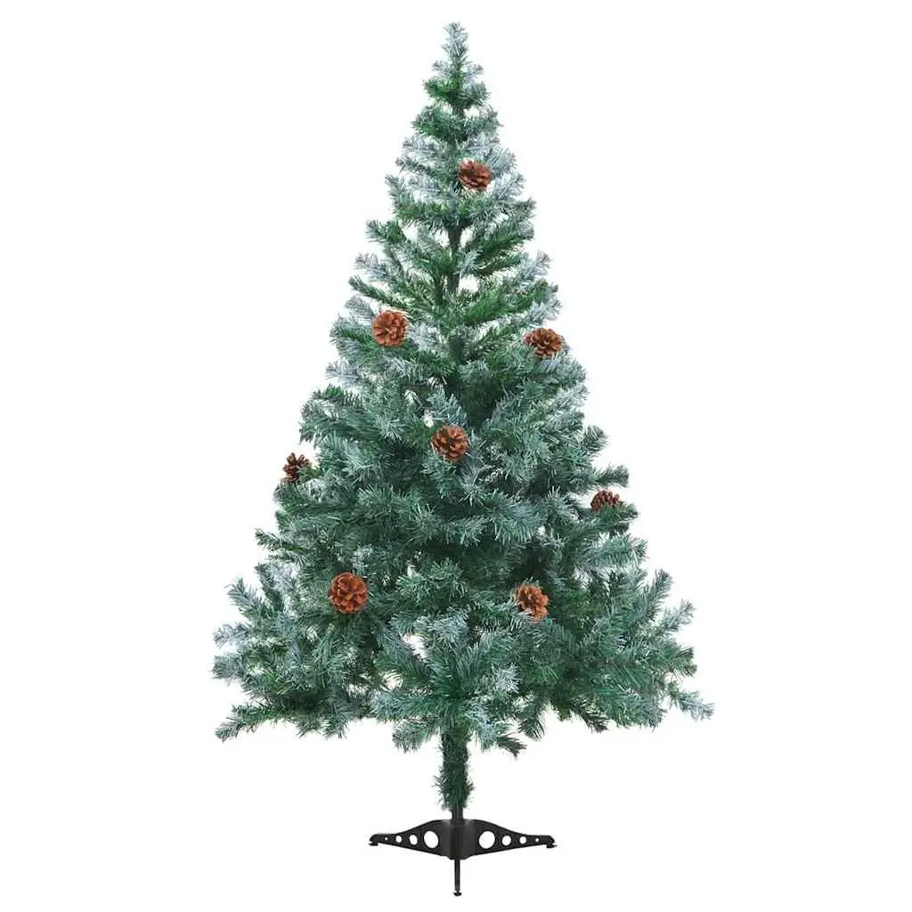 Artificial Christmas Tree 150cm Frosted Green Pre-lit LED Lights Pinecones