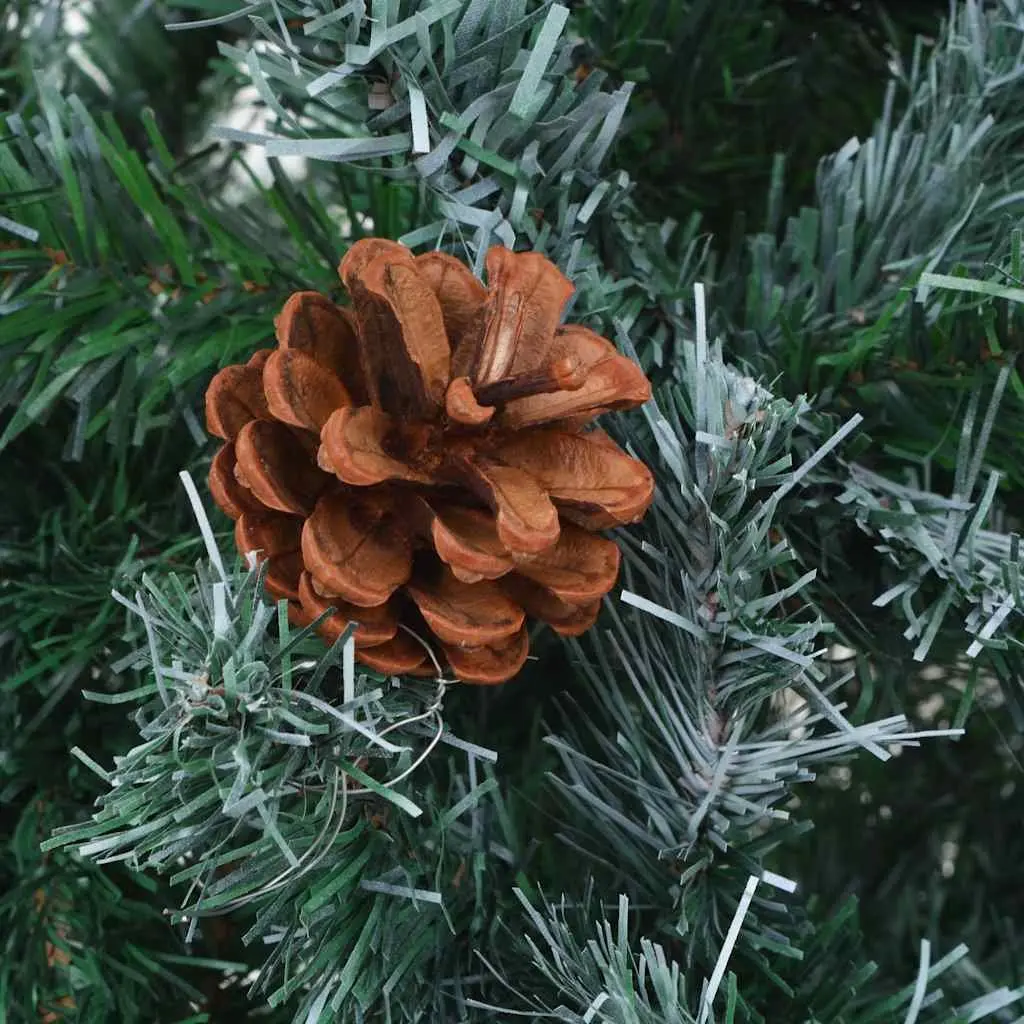 Artificial Christmas Tree 150cm Frosted Green Pre-lit LED Lights Pinecones