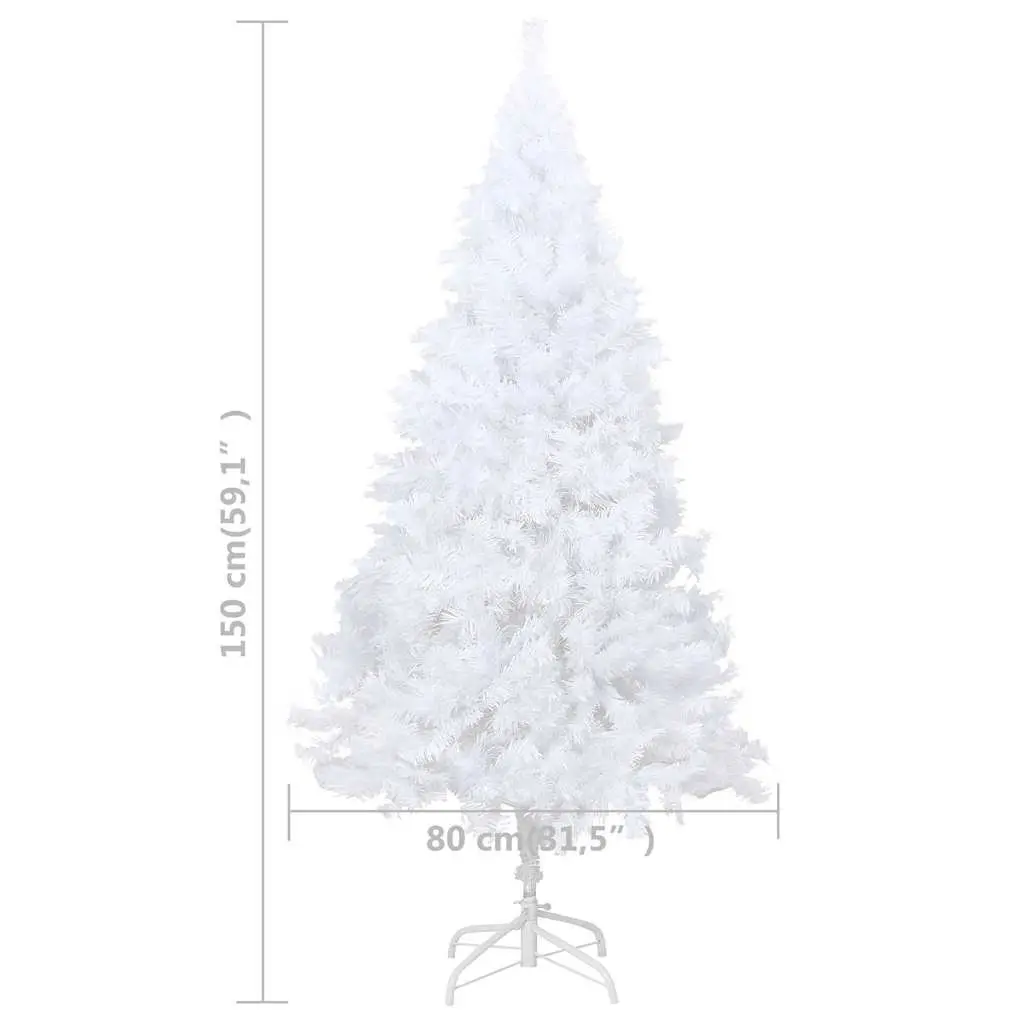 150cm White Pre-lit LED Christmas Tree with Thick Branches