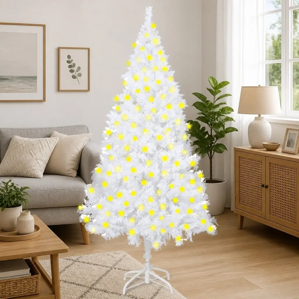 Thick Branch White Christmas Tree 210cm with LED Lights
