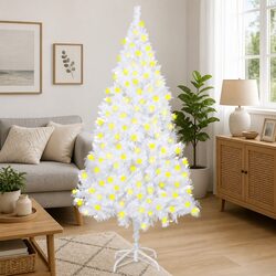 Thick Branch White Christmas Tree 210cm with LED Lights
