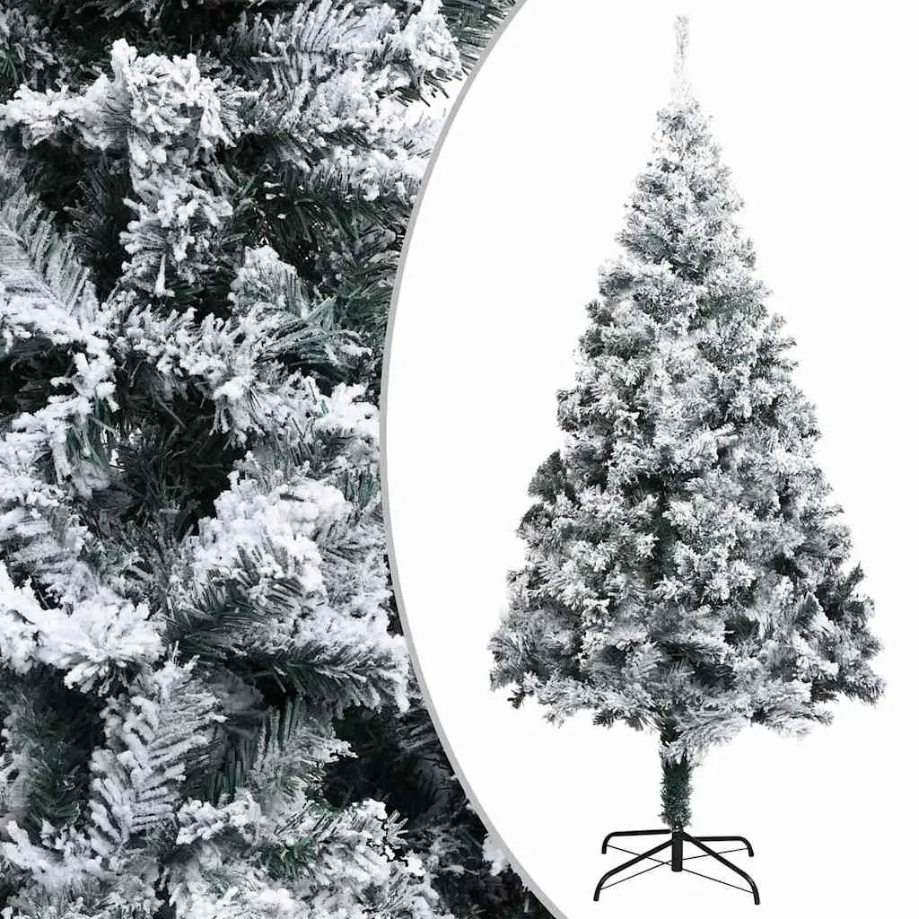 Artificial Christmas Tree PVC 300cm Green Pre-lit LED Lights Flocked Snow