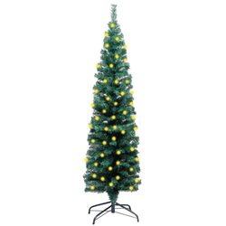 150cm Slim Pre-lit Green Christmas Tree with LED Lights