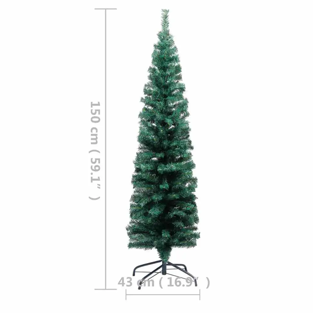 Slim Artificial Christmas Tree PVC 150cm Green