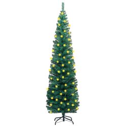180cm Slim Green Pre-lit Artificial Christmas Tree with Stand