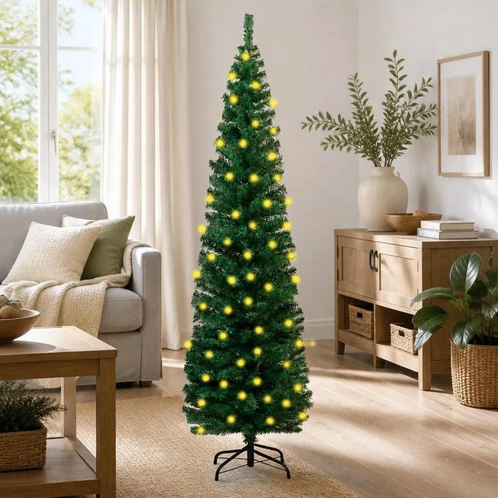 Slim Pre-lit Christmas Tree with Stand 240cm