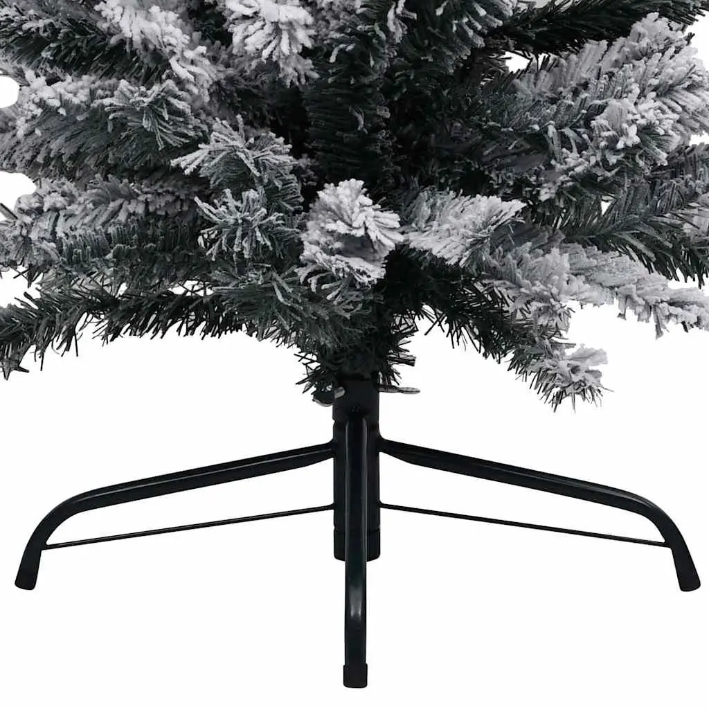 Slim Artificial Christmas Tree PVC 150cm Green Pre-lit Flocked Snow