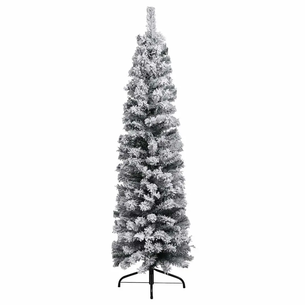 Artificial Christmas Tree PVC 180cm Green Flocked Snow Pre-lit