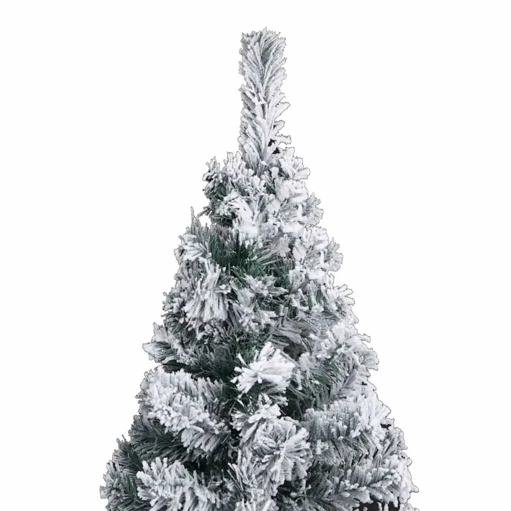 Slim Artificial Christmas Tree PVC 240cm Pre-lit LED Snow Flocked Green