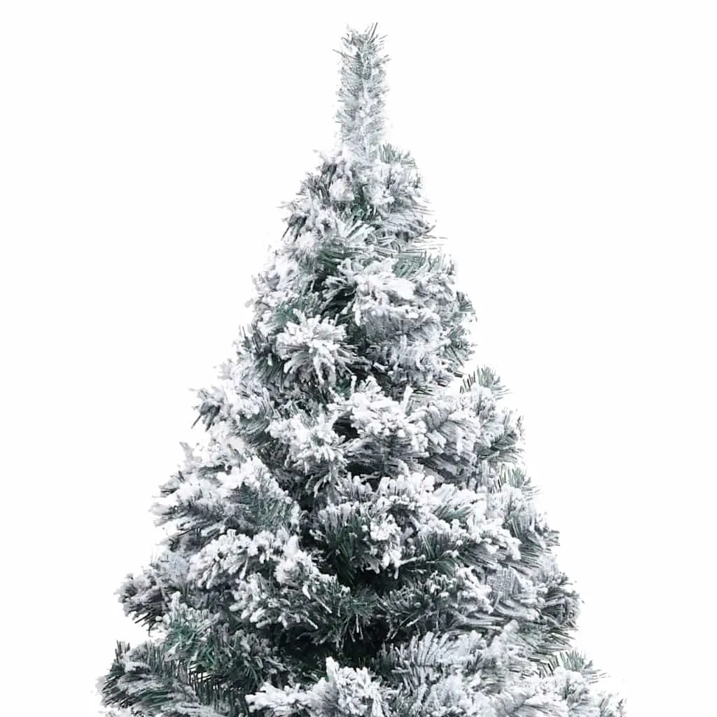 Artificial Christmas Tree PVC 150cm Green Flocked Snow Pre-lit Holiday Decor Indoor