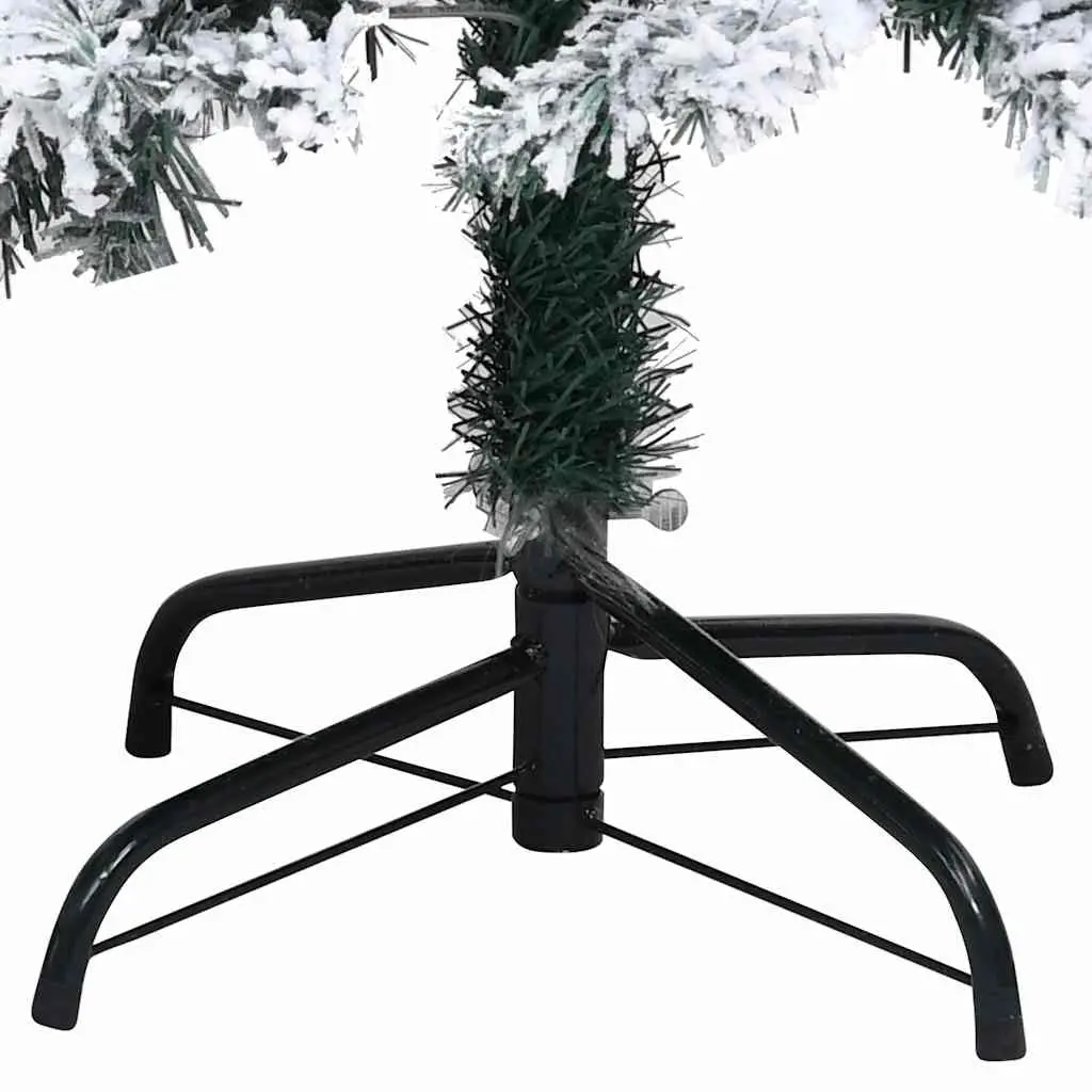 Artificial Christmas Tree PVC 150cm Green Flocked Snow Pre-lit Holiday Decor Indoor