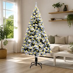 240cm Pre-lit LED Flocked Snow Green Christmas Tree