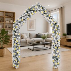 Flocked Christmas Garland with LED Lights - Green 10m