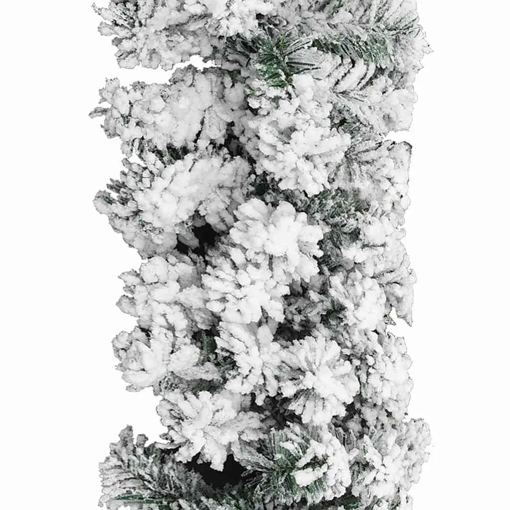 Christmas Garland PVC 10m Green with Flocked Snow and LED Lights