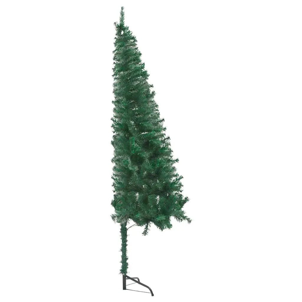Corner Artificial Christmas Tree PVC 180cm Green Pre-lit LED Lights