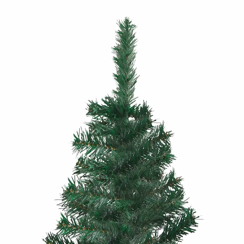 Corner Artificial Christmas Tree PVC 180cm Green Pre-lit LED Lights