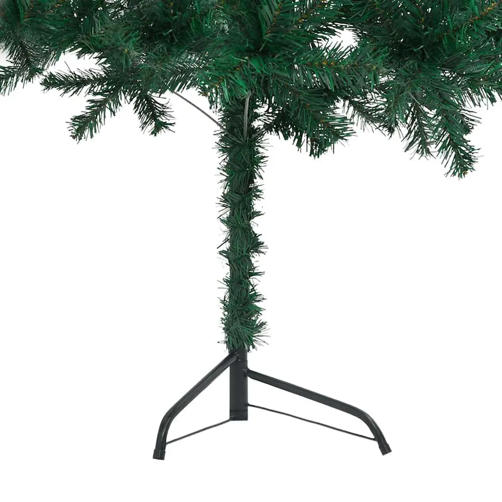 Corner Artificial Christmas Tree PVC 180cm Green Pre-lit LED Lights