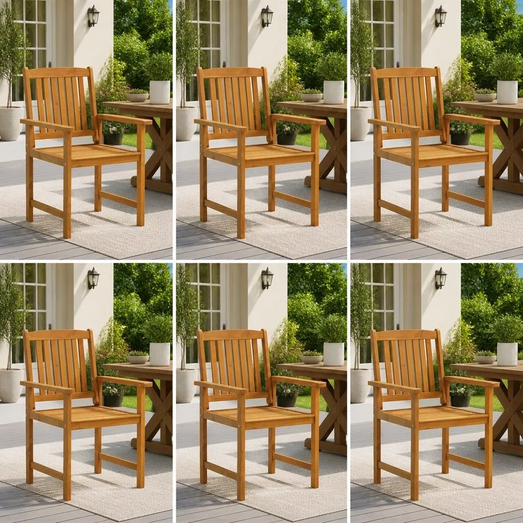 6-Piece Solid Wood Outdoor Chair Set