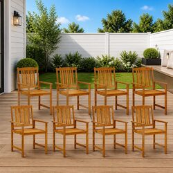 8-Piece Garden Chair Set Made of Solid Acacia Wood