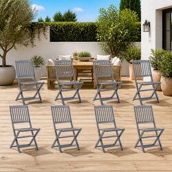Folding Outdoor Chairs Set of 4 - Durable Grey Wood