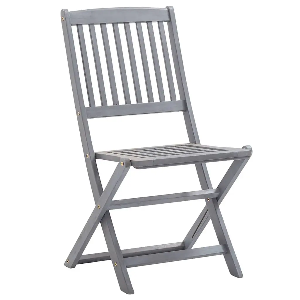 Set of 8 Grey Folding Outdoor Dining Chairs with Cushions