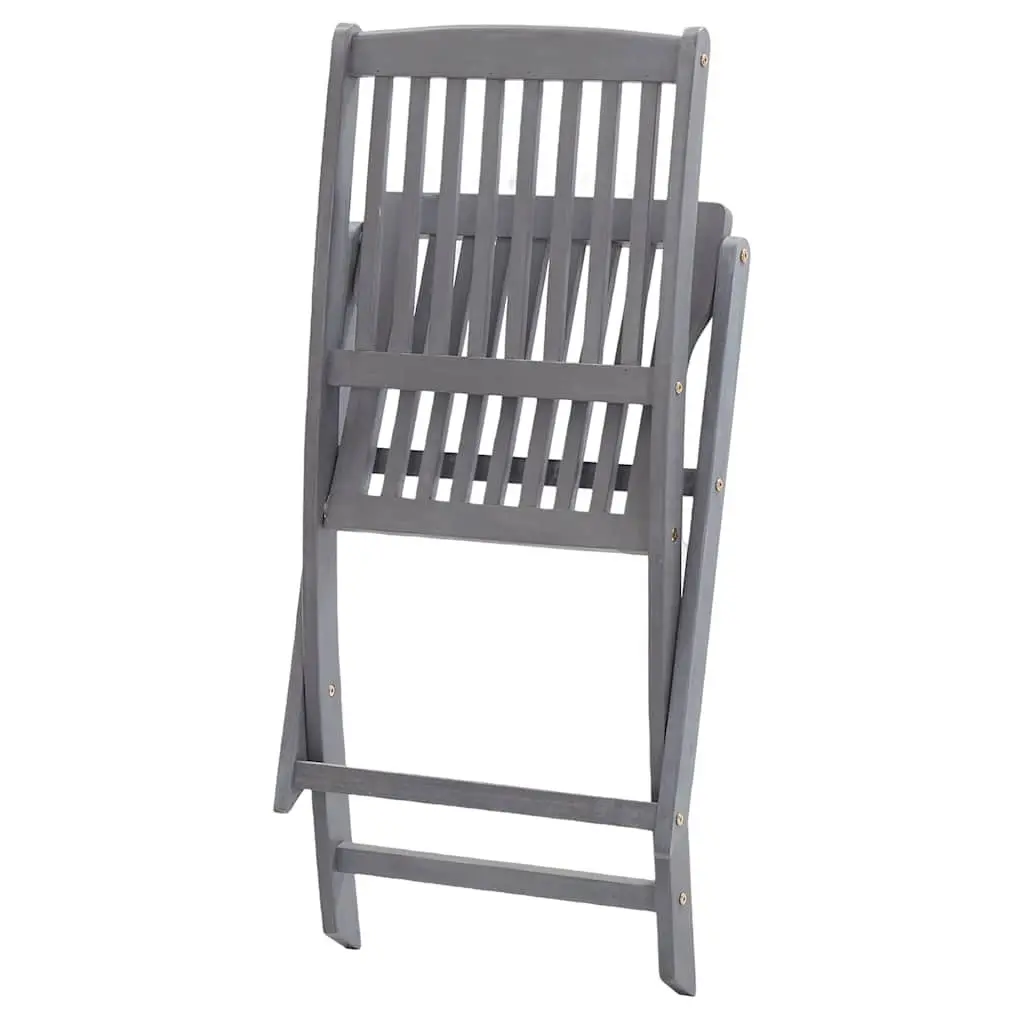 Set of 8 Grey Folding Outdoor Dining Chairs with Cushions