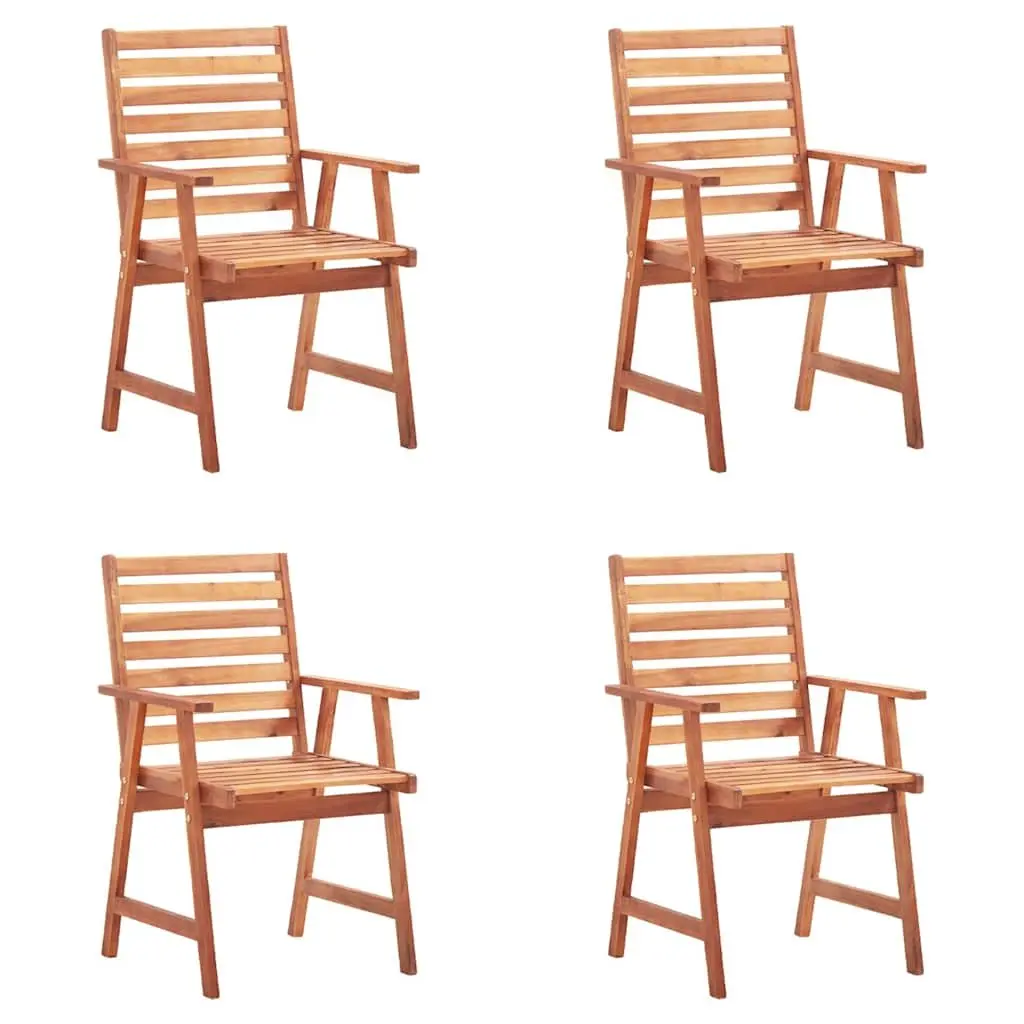 Outdoor Dining Chairs Solid Acacia Wood Set 4 Grey with Cushions