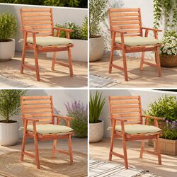 Garden Dining Chair Set of 4 with Cushions in Cream